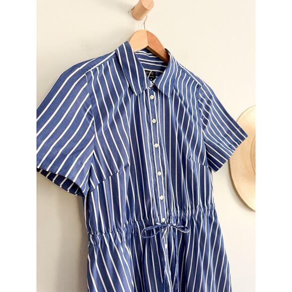 J.Crew | NWOT Cerise shirtdress in striped poplin in Deep Sea Stripes | Sz 2 - Picture 3 of 10